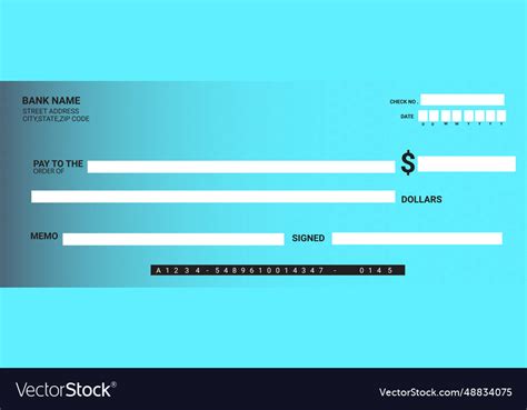 Bank check template Royalty Free Vector Image - VectorStock