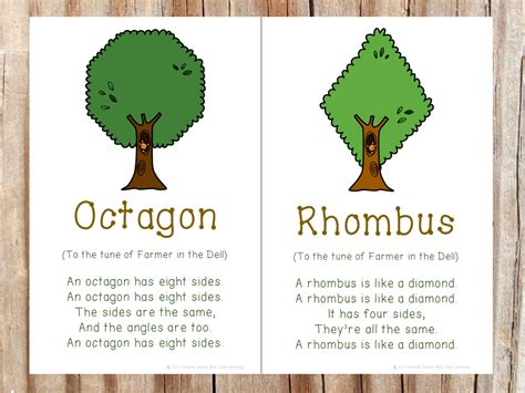 Shape Song Cards Printable-preschool and Kindergarten Circle Time-nature Themed - Etsy