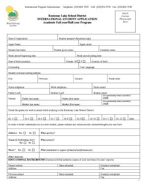 Fillable Online International Sd8 Bc Student Application Form PDF