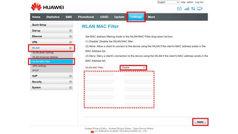 How To Use Mac Filter On Huawei B G Modem To Allow Or Block Device