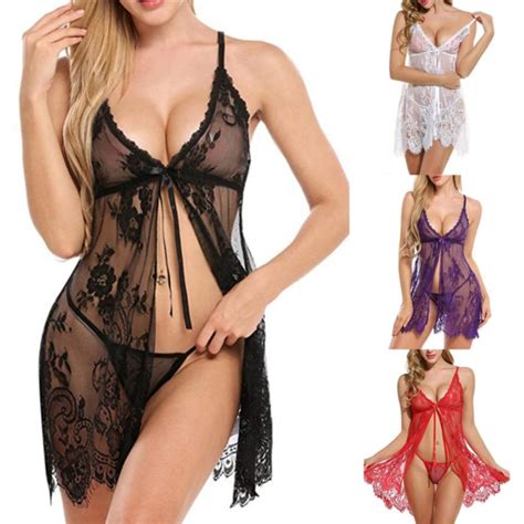 Cheap V Neck Sexy Lingerie Women S Nightdress Lace Mini Dress Nightwear
