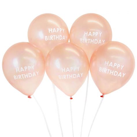 5 Ballons Happy Birthday Rose Gold France Effect