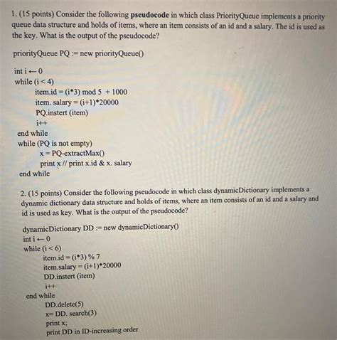 Solved Points Consider The Following Pseudocode In Chegg