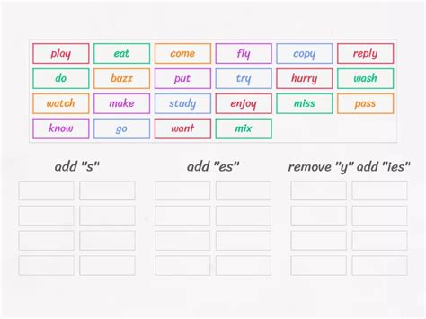 Present Simple Add S Es Ies To The Verb In 3rd P Singular Group Sort