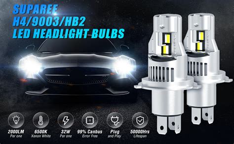 Amazon Fr SUPAREE H4 Ampoules LED Pour Phares De Voiture Kit De