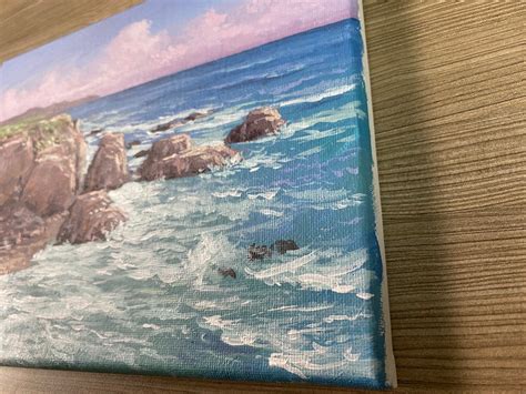 Acrylic Painting Cliff Rock Seascape Original Painting | Etsy