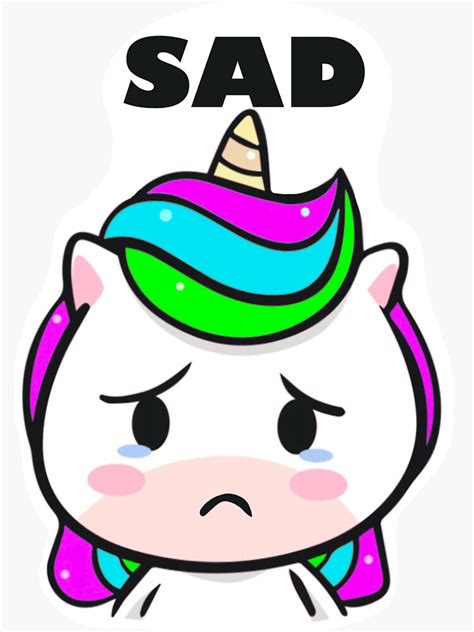 Sad Unicorn Sticker For Sale By CutettyStickers Redbubble