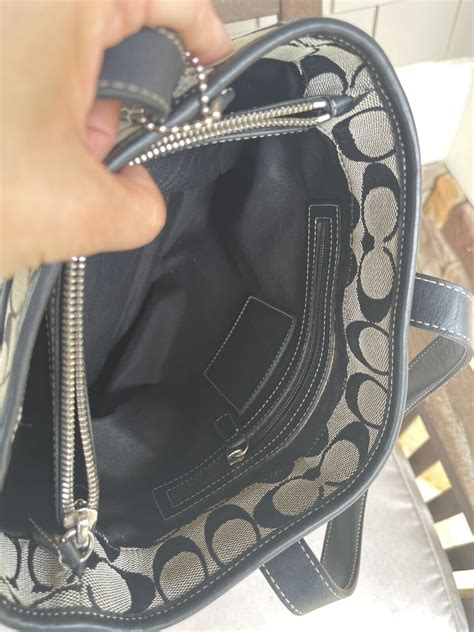 Coach Black And White Signature Fabric Tote Bag Gem