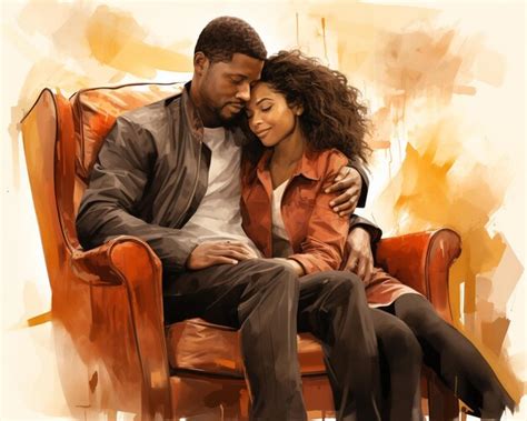 Premium Ai Image African American Couple Hugging In Chair Happy C