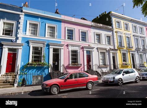 England, London, Notting Hill, Colourful Houses on Denbigh Terrace Stock Photo: 80746708 - Alamy