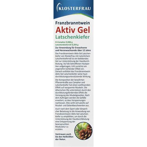 Klosterfrau Franzbranntwein Aktiv Gel Latschenkiefer 150 G Bei APONEO