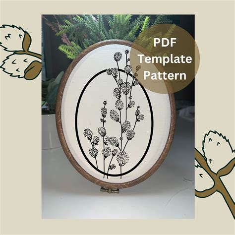 Pussy Willow Hoop Art Hand Embroidery Pdf Pattern Etsy