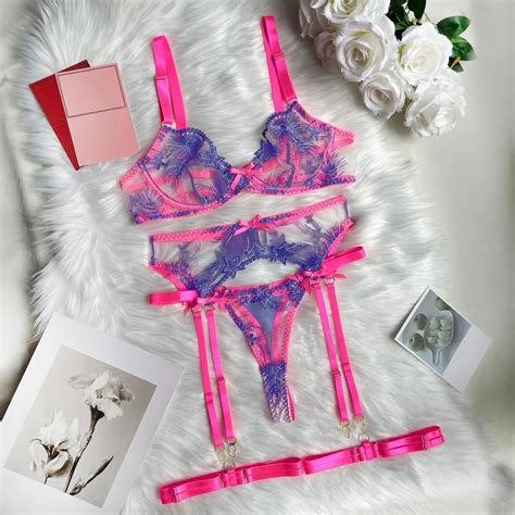 Женское кружевное белье фиолетовое 2 предмета | AliExpress