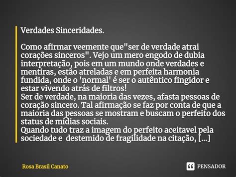 ⁠verdades Sinceridades Como Afirmar Rosa Brasil Canato Pensador