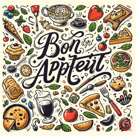 Premium Vector Free Vector Hand Drawn Bon Appetit Lettering