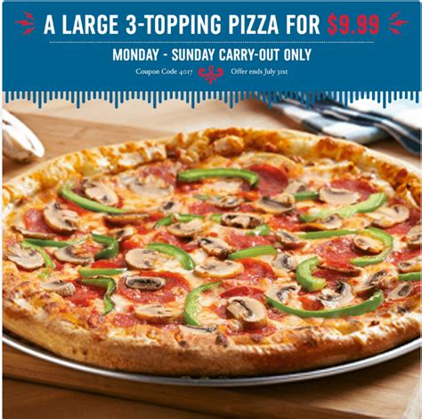 Dominos Pizza Canada Offers Get 1 Large 3 Topping Pizza For 9 99