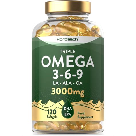 Omega 3 6 9 Capsules High Strength 3000mg 120 Softgels Triple Omega 369 With Epa Dha And Ala