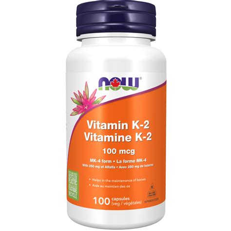 Vitamin K 2 100 Mcg Veg Capsules Now Foods Canada