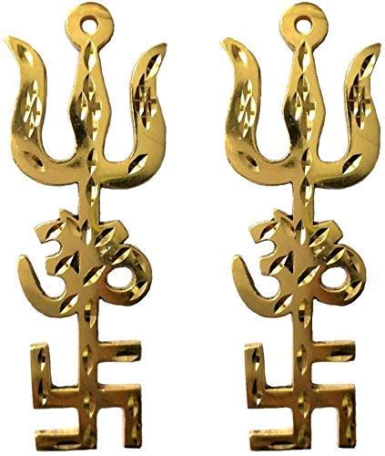 Rk Basics Trishakti Yantra Brass Swastik Om Trishul Yantra For Home