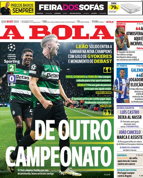 Capa Jornal A Bola 18 Setembro 2024 Capasjornais Pt