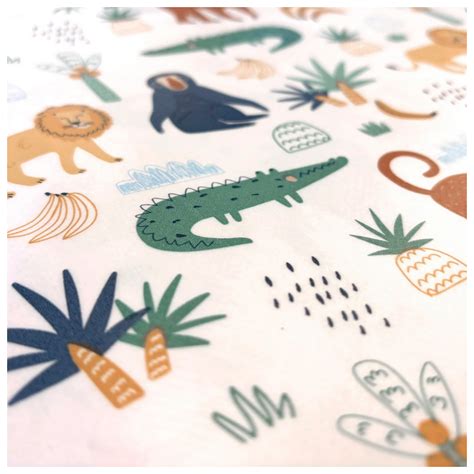 Toile cirée motif animaux de la jungle fond Blanc