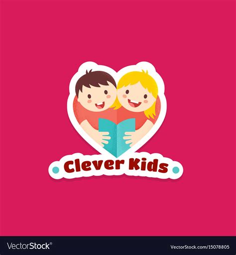 Clever kids abstract sign emblem or logo Vector Image