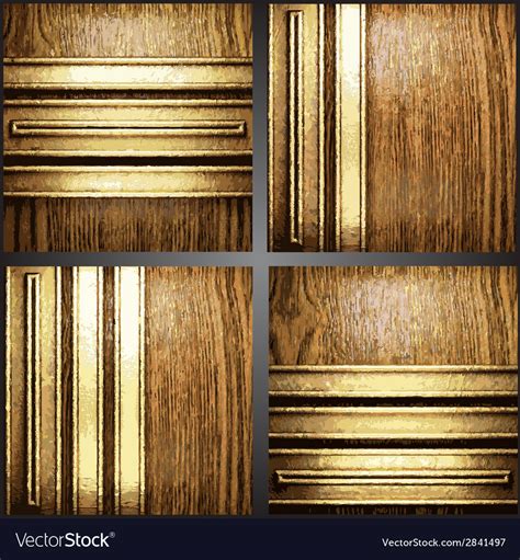 Wood And Gold Background Set Royalty Free Vector Image