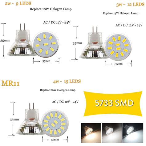 Mr11 Gu40 Led Spotlight Bulbs 2w 3w 4w Acdc 12v 24v 30v Cool Warm White Lamp Replace Halogen