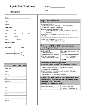 Fillable Online Ulm Lipid Clinic Worksheet Student Ulm Fax Email