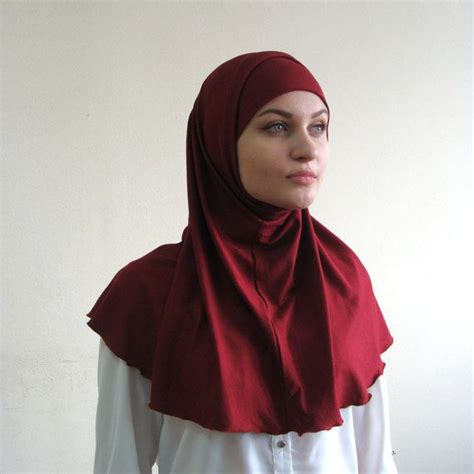 Hijab Two Pieceal Amira Stylemaroon Hijab Scarf Handmade Etsy Head