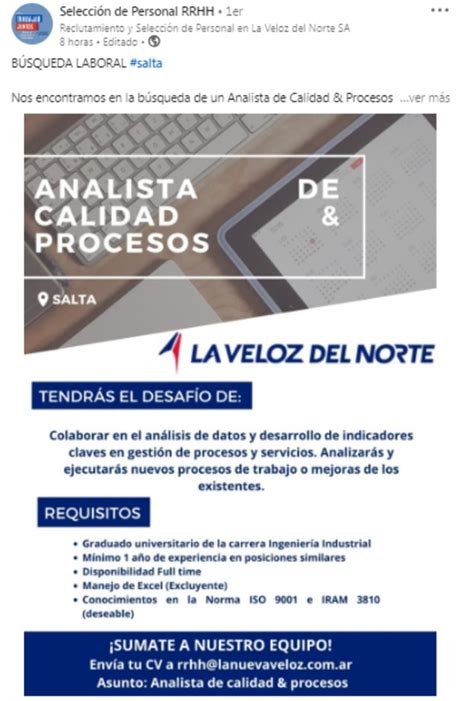 La Veloz Del Norte Busca Empleados Dónde Enviar El Cv Salta Soy