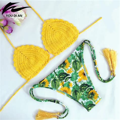 Summer Swimwear Hot Sale Beach Knitted Bathing Suit Handmade Bikinis Women Crochet Push Up