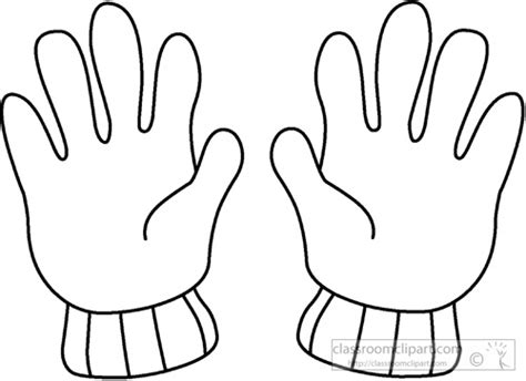 Weather Black And White Outline Clipart Winterglovesoutline02