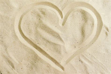 Heart Drawn In The White Sand On The Beach Stock Image Image Of Sand