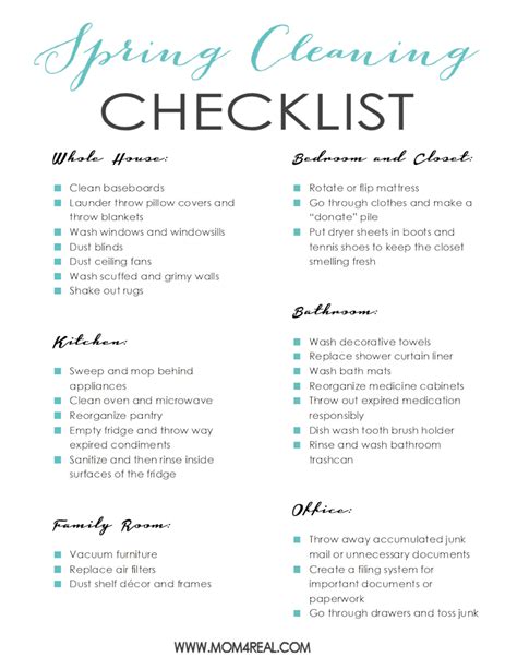 Printable Spring Cleaning Checklist Mom 4 Real