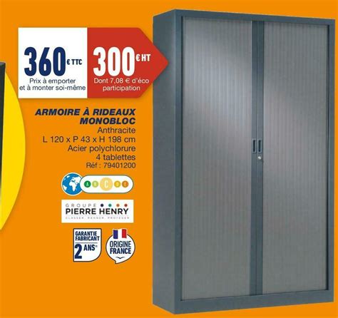 Promo Pierre Henry Armoire Rideaux Monobloc Chez Bureau Vall E