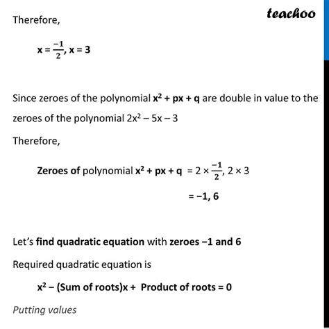 Class If The Zeroes Of Polynomial X Px Q Are Double In Value