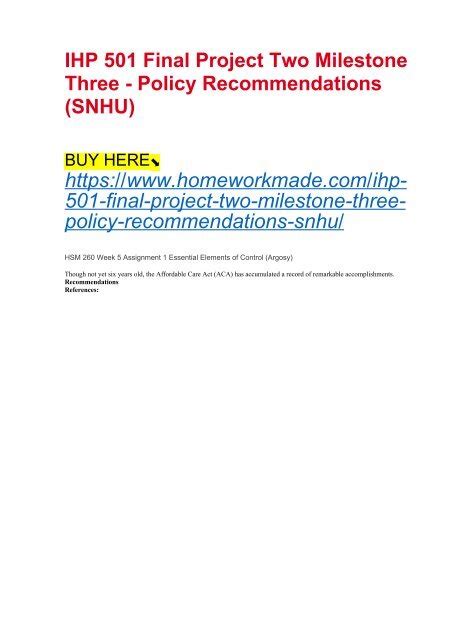 Ihp Final Project Two Milestone Three Policy Recommendations Snhu