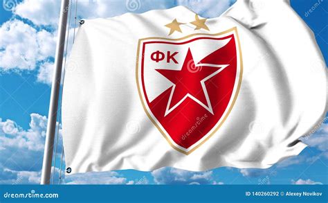 Waving Flag With Crvena Zvezda Football Club Logo K Editorial Clip