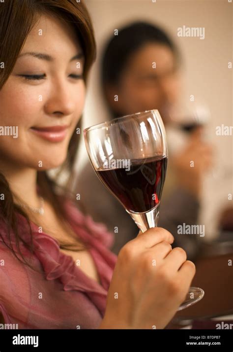 Woman Drinking Red Wine Stock Photo Alamy