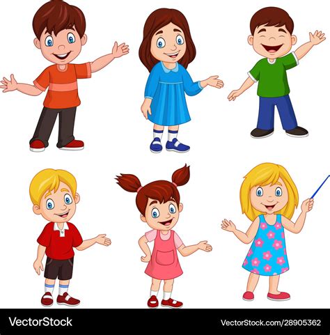 Cartoon kids with different posing Royalty Free Vector Image