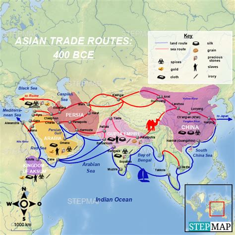 Stepmap Asia Trade Routes Landkarte F 252 R Germany Riset