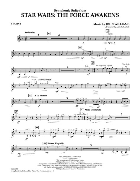 Symphonic Suite from Star Wars: The Force Awakens - F Horn 1 by Jay Bocook Sheet Music for ...