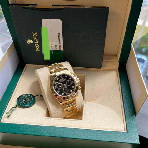 Rolex Daytona Chronograph K Yellow Gold Diamond Black Dial Watch