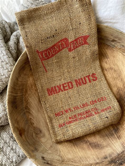 Vintage Burlap Bag Mixed Nuts County Fair Collection Of 5 Etsy