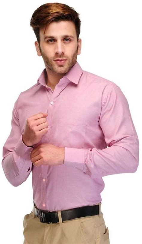 Men Pink Plain Cotton Shirt Formal Full Sleeves At Rs 300 In New Delhi