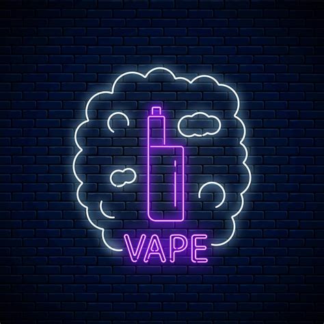 Premium Vector Neon Signboard Of Vape Shop Or Club On Dark Brick Wall