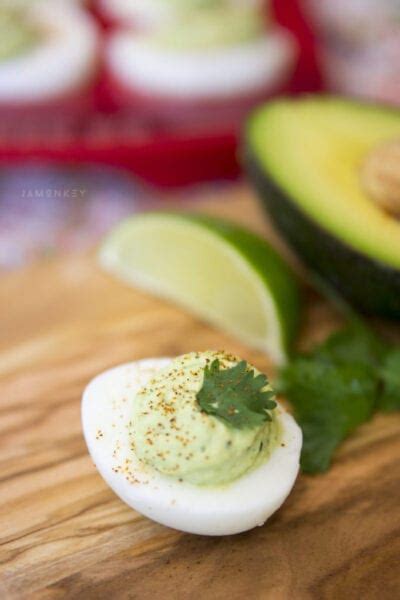 Spicy Avocado Deviled Eggs JaMonkey