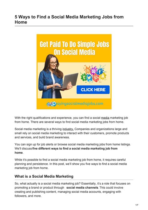 Ways To Find Better Social Media Marketing Jobs From Home By Amit