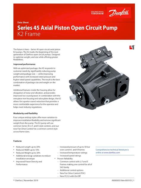 Pdf Series Axial Piston Open Circuit Pump K Frame Data Sheet